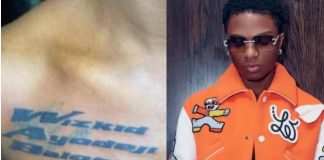 Reactions As Random Girl Boldly Inks Wizkid’s Full Name on Her Chest