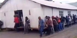 Members Uproot Church, Carry It Away After Pastor’s Wife Allegedly Refused To Serve Them Tea (Video)