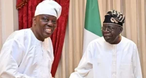 PHOTOS: Billionaire businessman, Razaq Okoya, wife, son visit Tinubu in Lagos