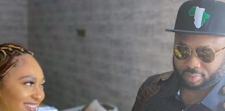 “I’ll always pick my kids over anyone,’ Churchill sparks split rumours from Rosy Meurer Smiling couple toasting with champagne glasses at a casual outdoor gathering, woman in neon green top and man wearing hat and sunglasses.