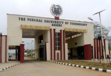 ‘How 100-Level FUTA student was found dead’ Entrance gate to The Federal University of Technology Akure; arches, security gates, and a paved road into the campus.
